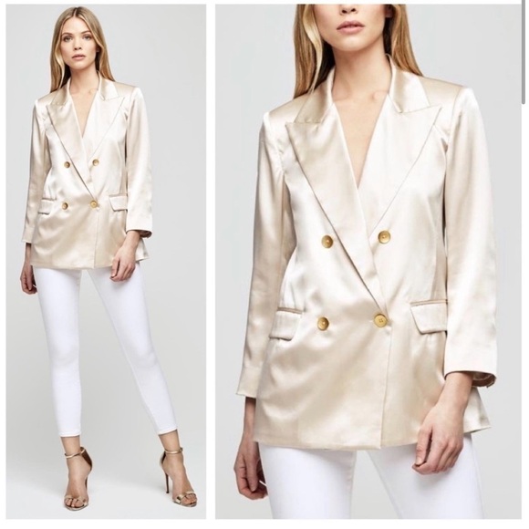 L'AGENCE Jackets & Blazers - L'AGENCE 100% Silk Double-Breasted Blazer Jacket 2